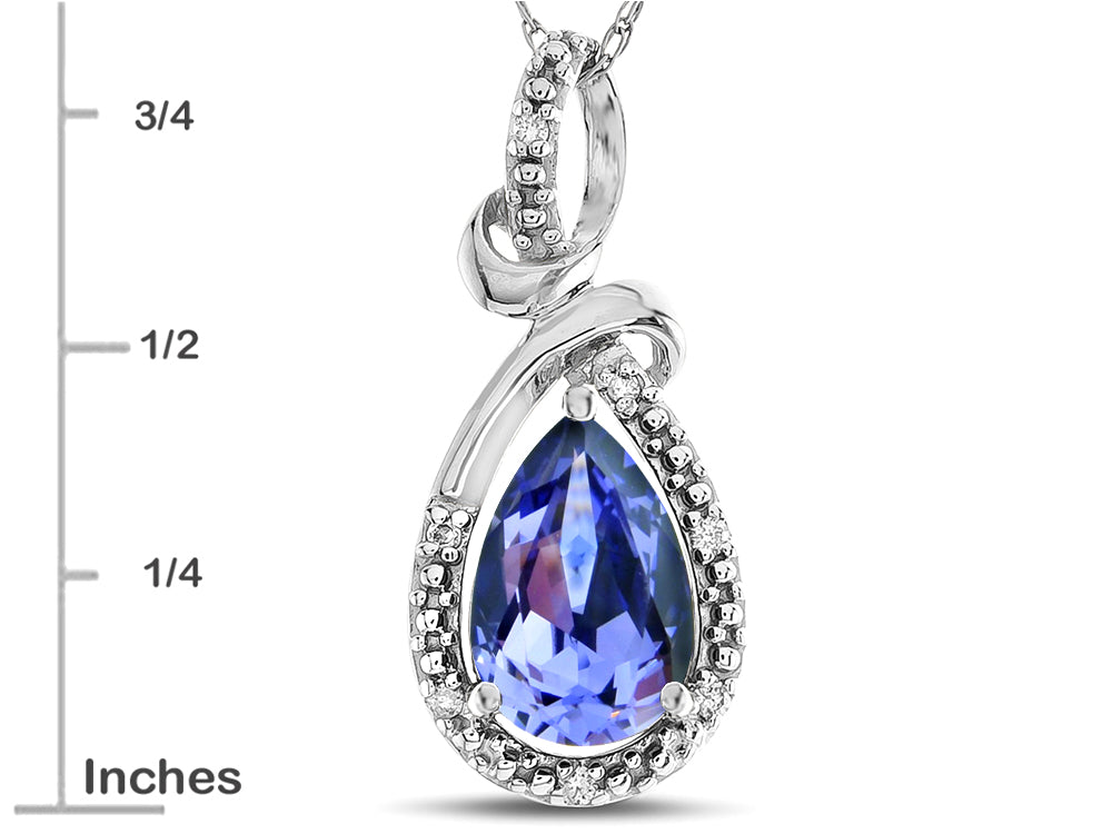Star K Drop Halo Pear Shape Genuine Tanzanite Pendant Necklace