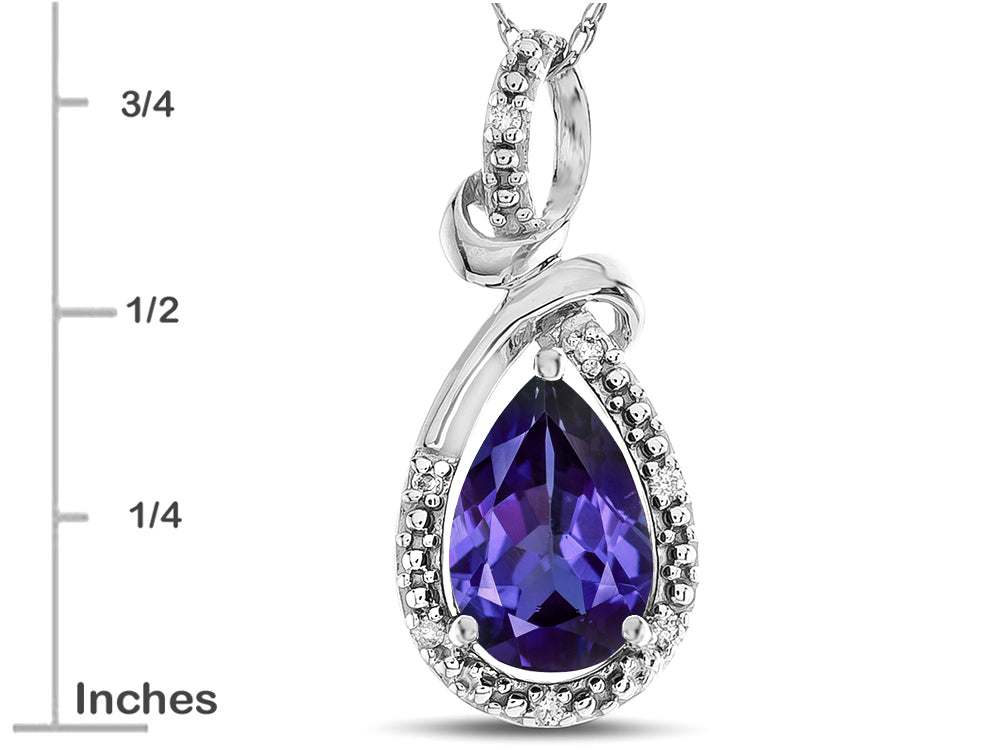 Star K Drop Halo Pear Shape Genuine Iolite Pendant Necklace
