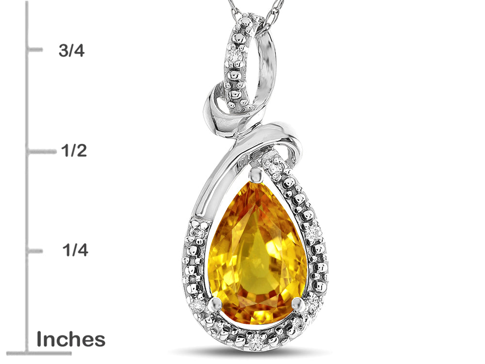 Star K Drop Halo Pear Shape Genuine Citrine Pendant Necklace