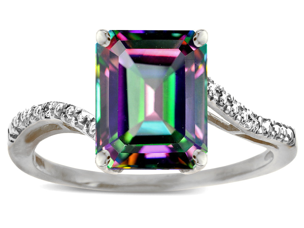Star K  Big Stone Octagon Emerald Cut 10x8 Mystic Topaz Bypass solitaire ring