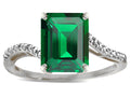 Star K  Big Stone Octagon Emerald Cut 10x8 Simulated Emerald Bypass solitaire ring