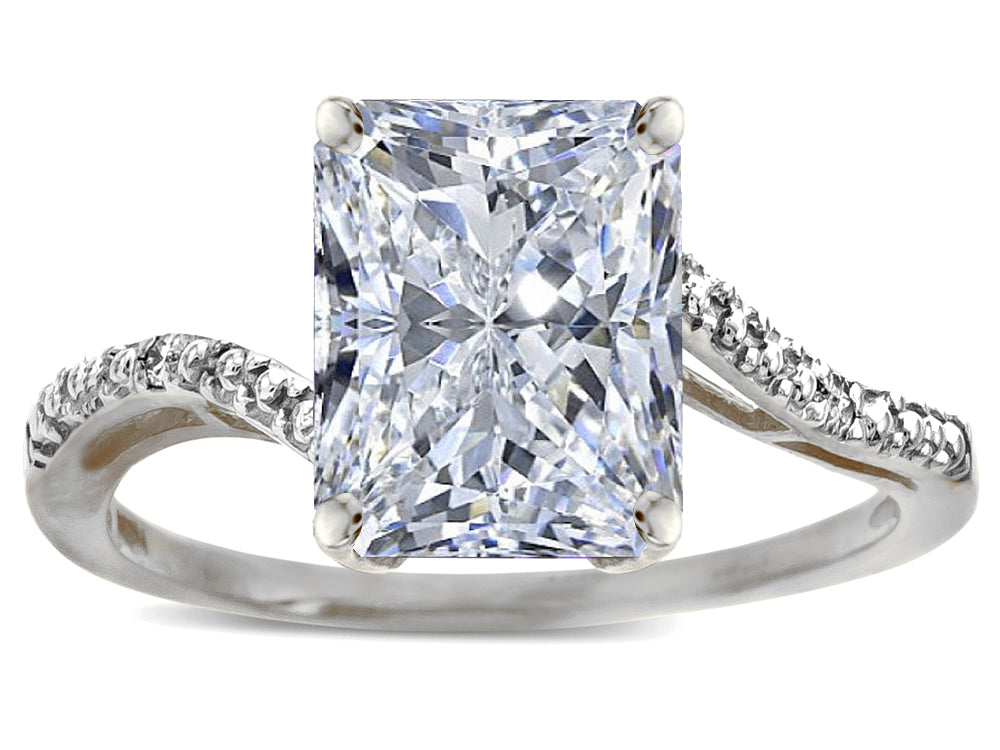 Star K  Big Stone Octagon Emerald Cut 10x8 White Topaz Bypass solitaire ring