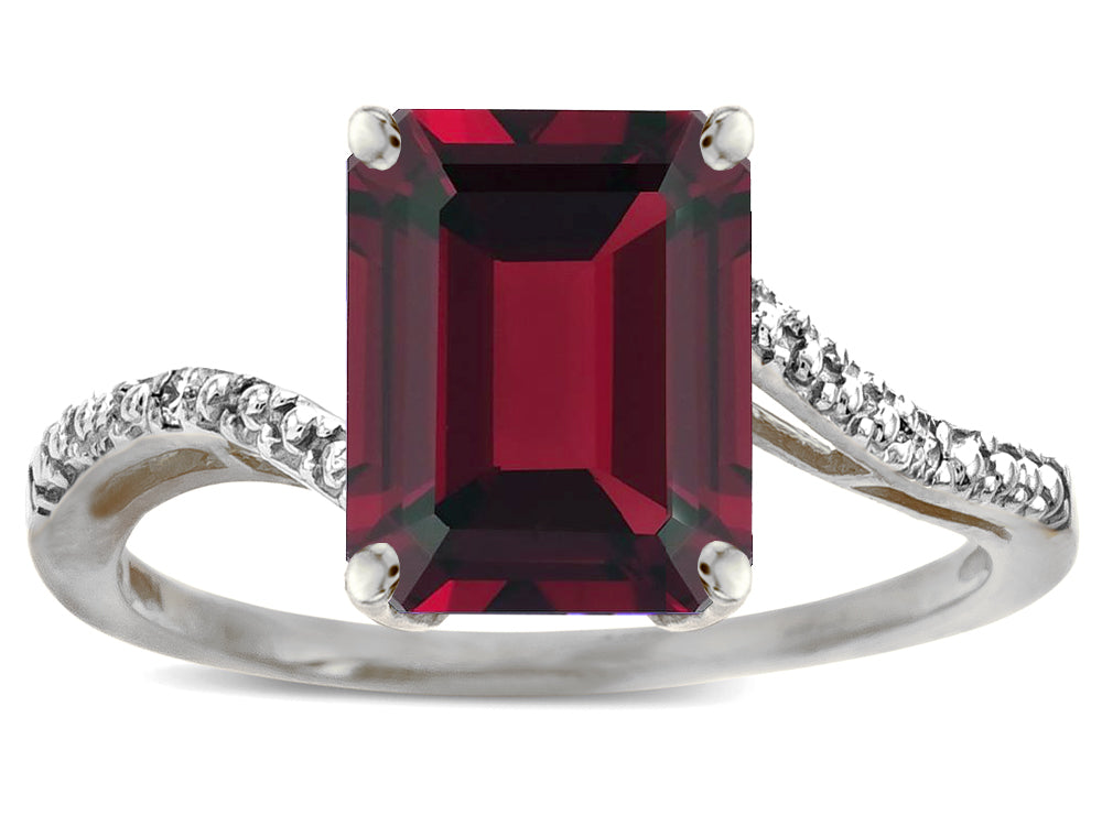 Star K  Big Stone Octagon Emerald Cut 10x8 Garnet Bypass solitaire ring