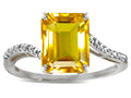 Star K  Big Stone Octagon Emerald Cut 10x8 Citrine Bypass solitaire ring