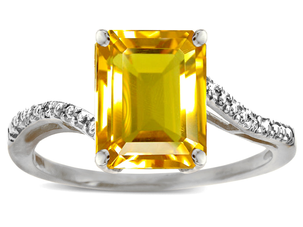 Star K  Big Stone Octagon Emerald Cut 10x8 Citrine Bypass solitaire ring