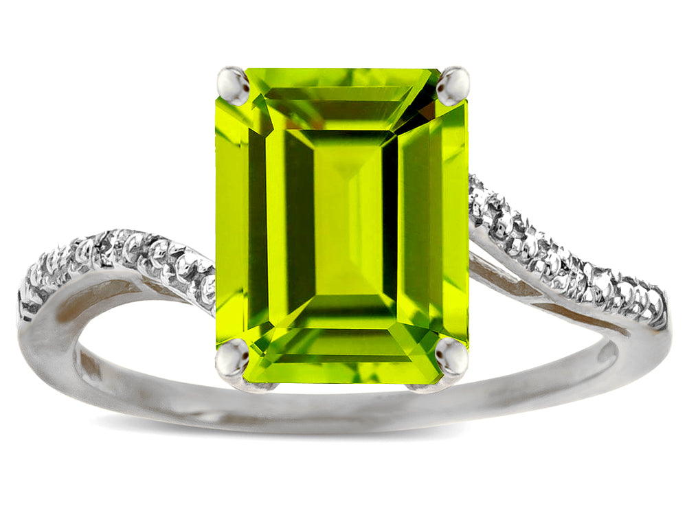 Star K  Big Stone Octagon Emerald Cut 10x8 Peridot Bypass solitaire ring