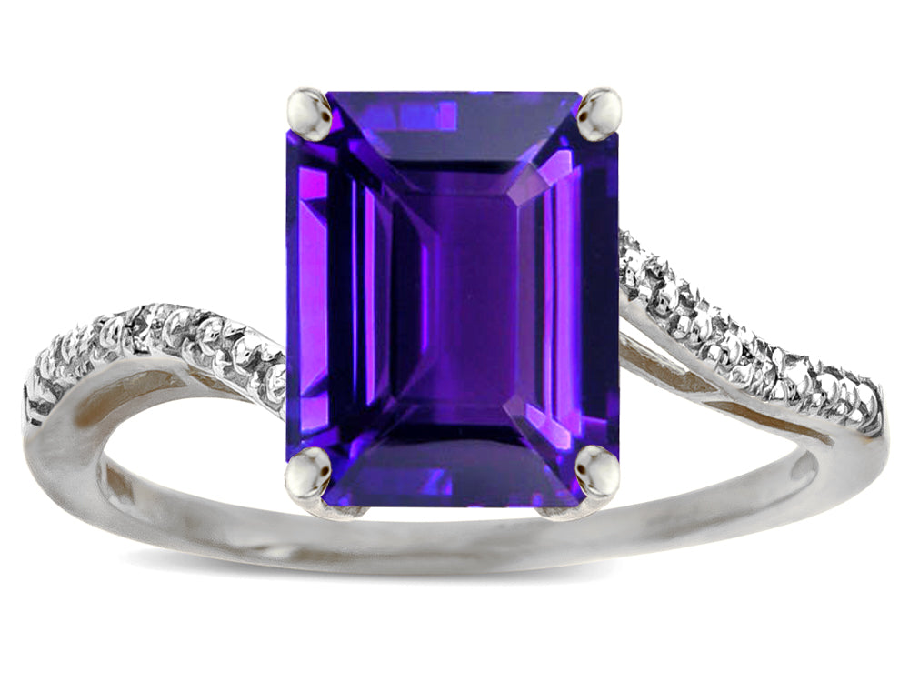 Star K  Octagon Emerald Cut Big Stone 10x8 Amethyst Bypass solitaire ring