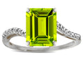 Star K  Octagon Emerald Cut Big Stone 10x8 Peridot Bypass solitaire ring