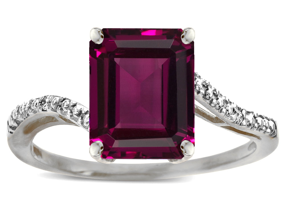 Star K  Octagon Emerald Cut Big Stone 10x8 Rhodolite Bypass solitaire ring