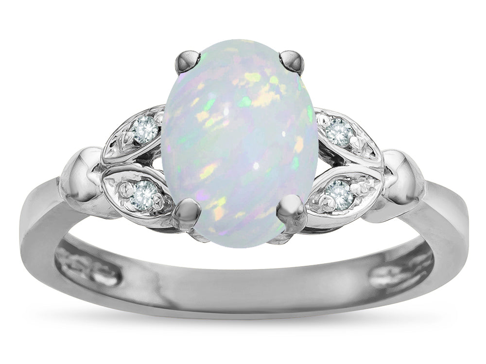 Star K  Oval 8x6 Genuine Opal Marquee Design Engagement Promise Ring