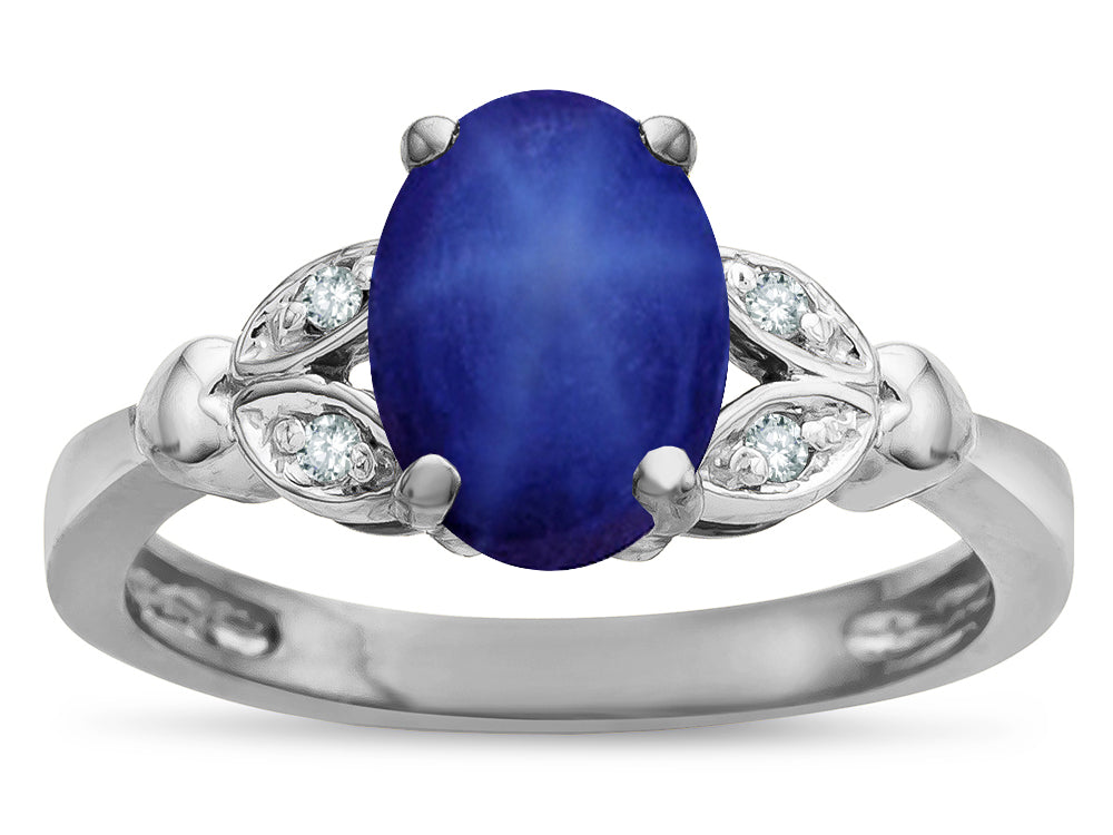 Star K  Oval 8x6 Created Star Sapphire Marquee Design Engagement Promise Ring