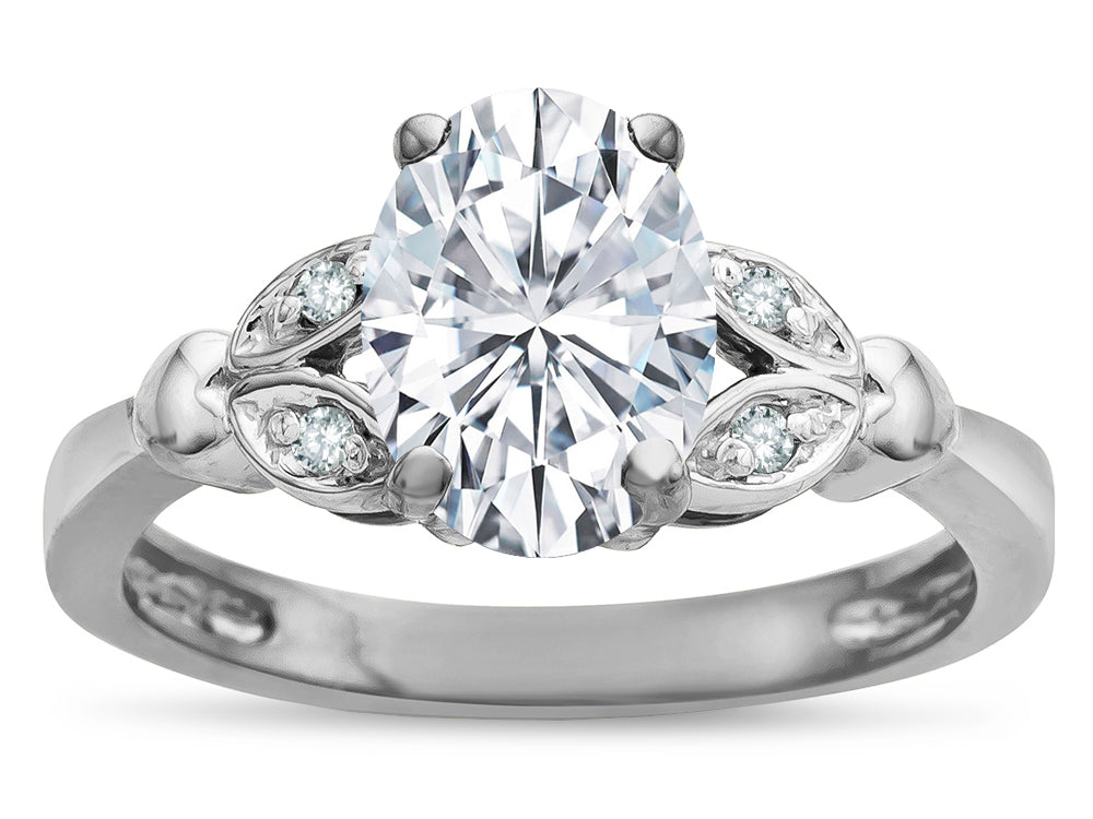 Star K  Oval 8x6 Genuine White Topaz Marquee Design Engagement Promise Ring