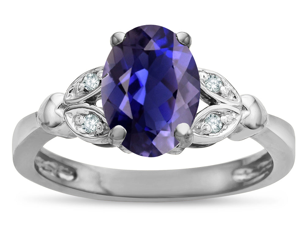 Star K  Oval 8x6 Genuine Iolite Marquee Design Engagement Promise Ring