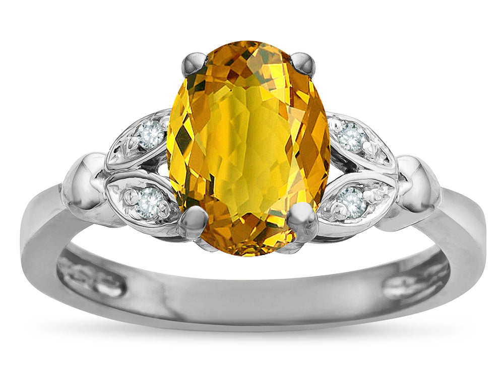 Star K  Oval 8x6 Genuine Citrine Marquee Design Engagement Promise Ring