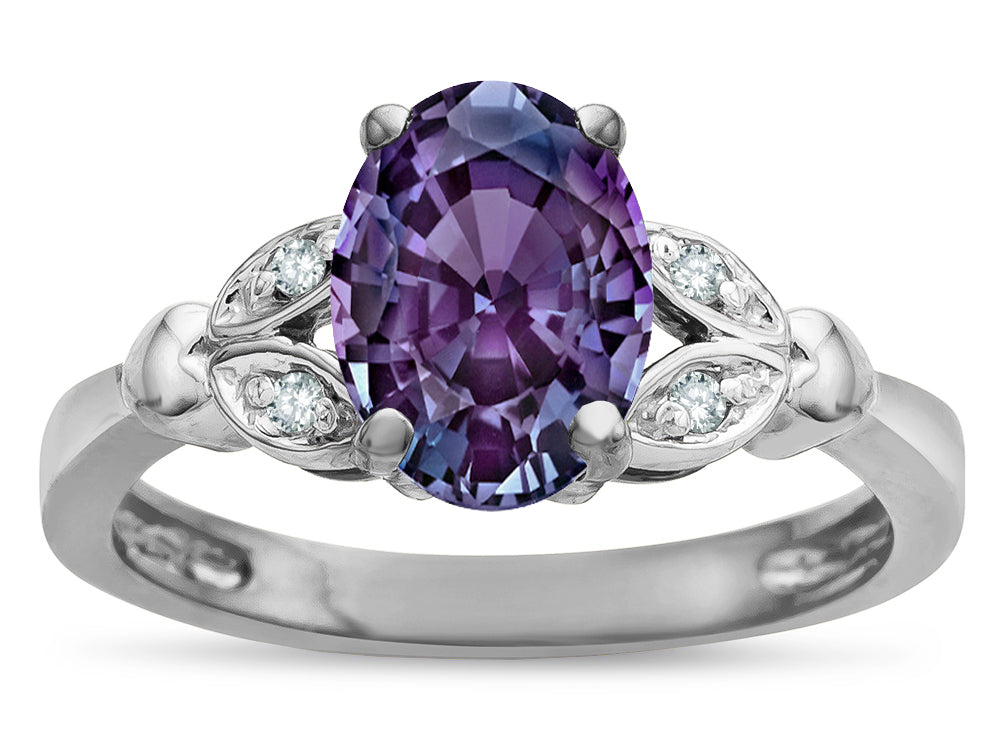 Star K  Oval 8x6 Simulated Alexandrite Marquee Design Engagement Promise Ring