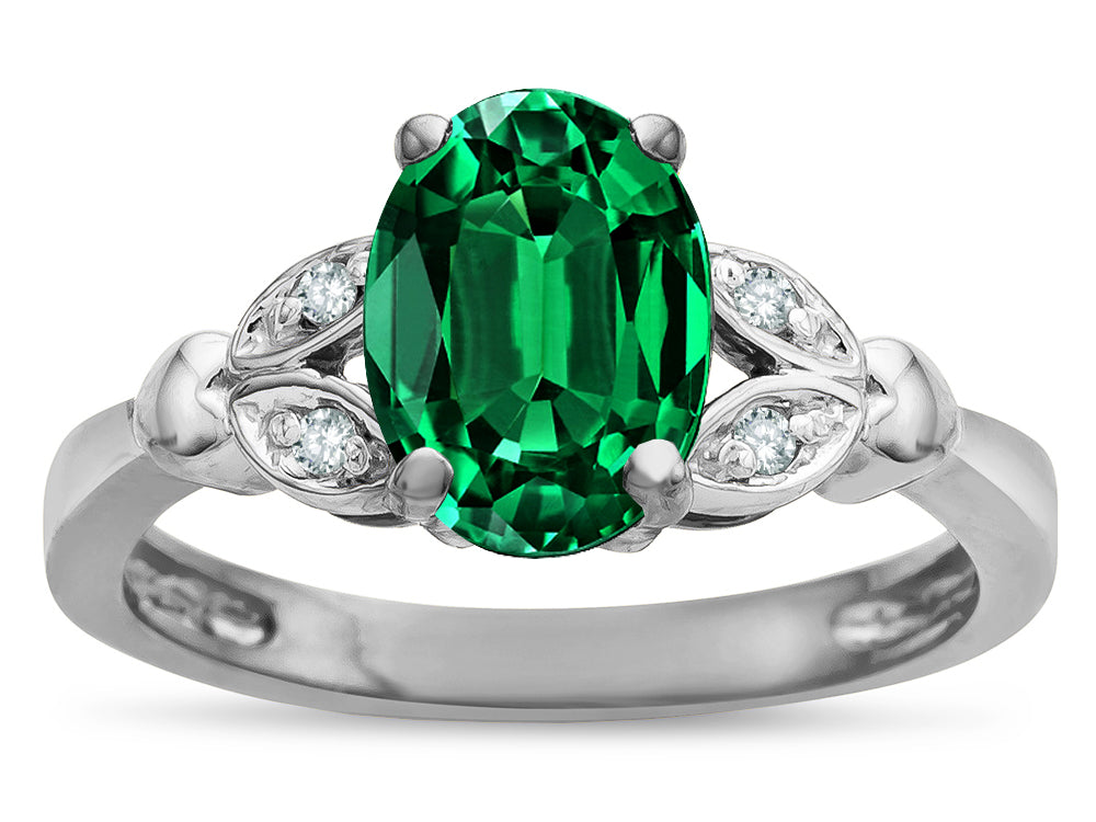 Star K  Oval 8x6 Simulated Emerald Marquee Design Engagement Promise Ring