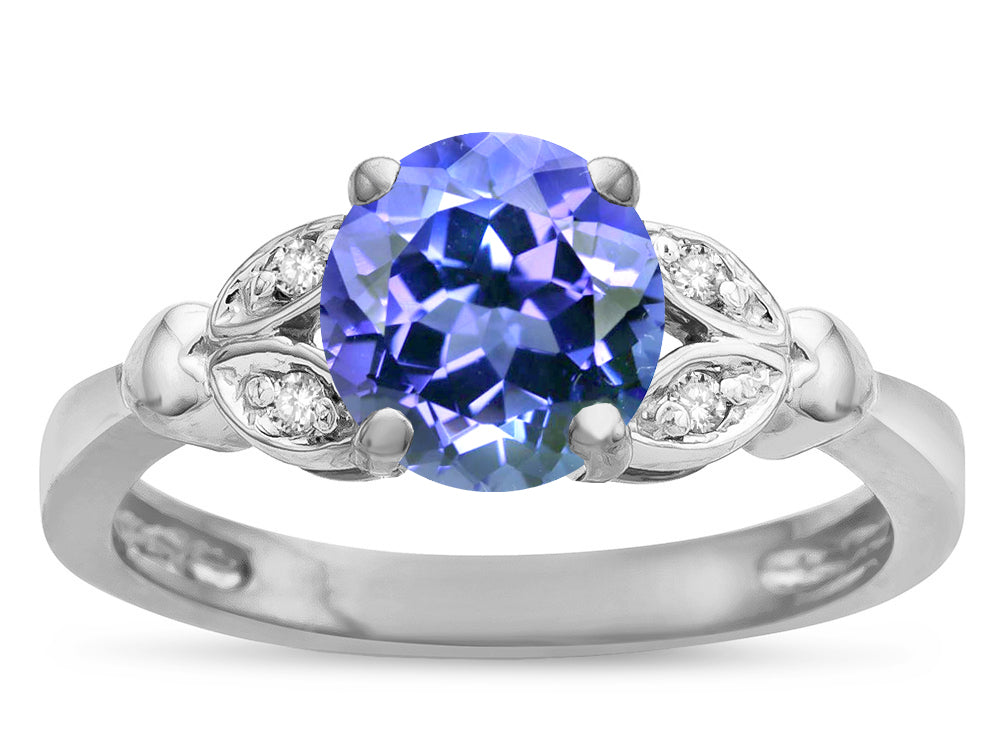 Star K  Round 7mm Simulated Tanzanite Marquee Design Promise Engagement Ring