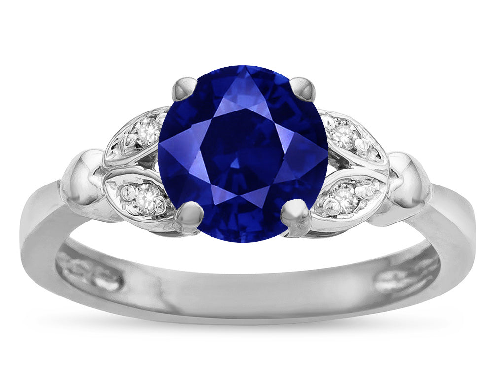 Star K  Round 7mm Created Sapphire Marquee Design Promise Engagement Ring