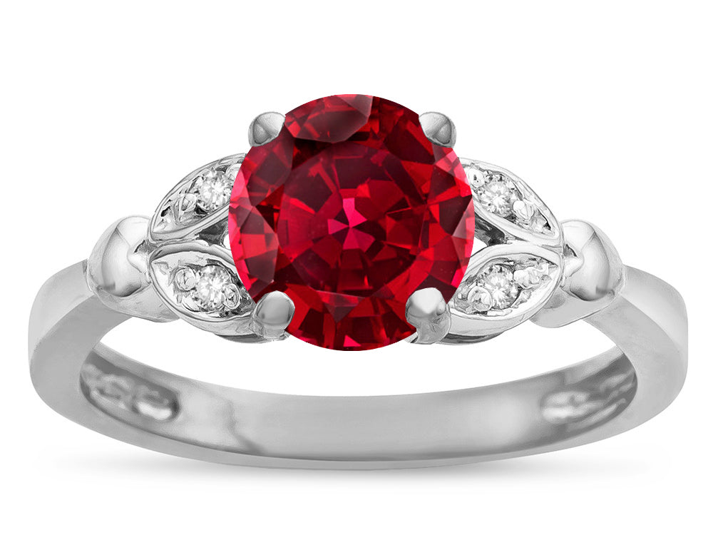 Star K  Round 7mm Created Ruby Marquee Design Promise Engagement Ring