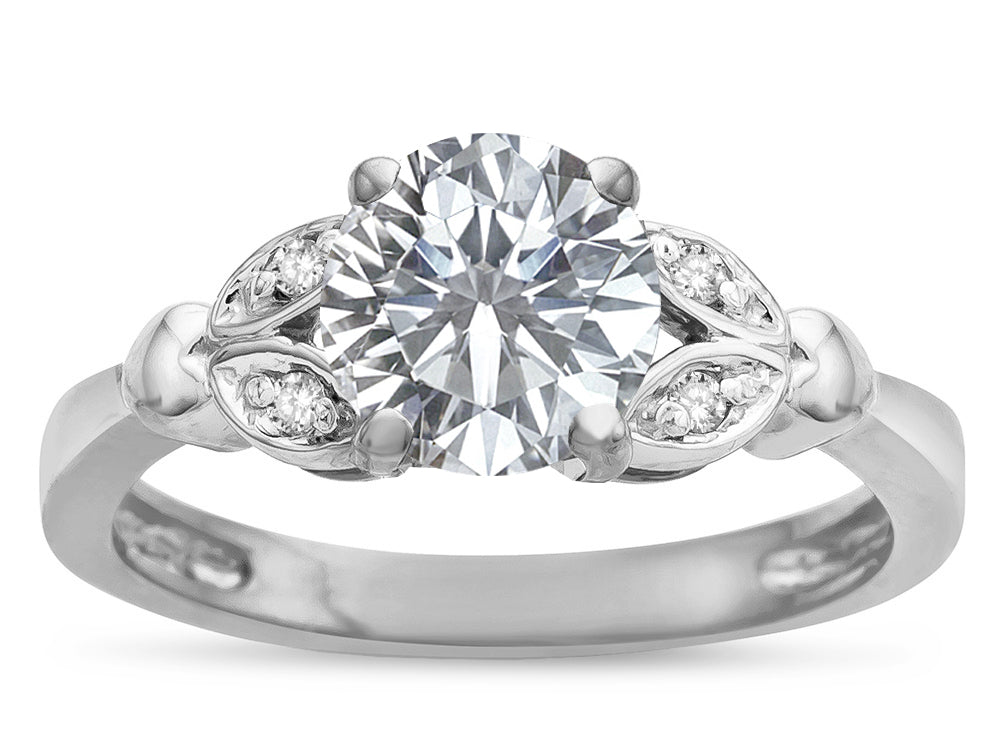 Star K  Round 7mm Genuine White Topaz Marquee Design Promise Engagement Ring