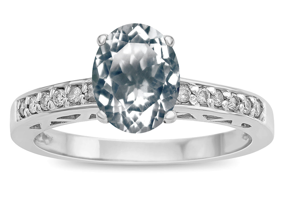 Star K  Oval 8x6 Genuine Aquamarine Channel Set Engagement Promise Ring