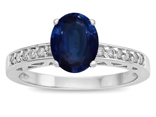 Star K  Oval 8x6 Genuine Sapphire Channel Set Engagement Promise Ring