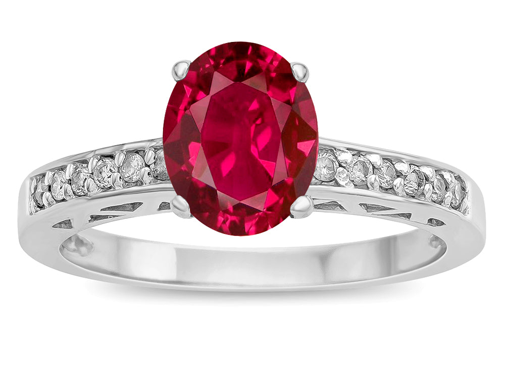 Star K  Oval 8x6 Created Ruby Channel Set Engagement Promise Ring
