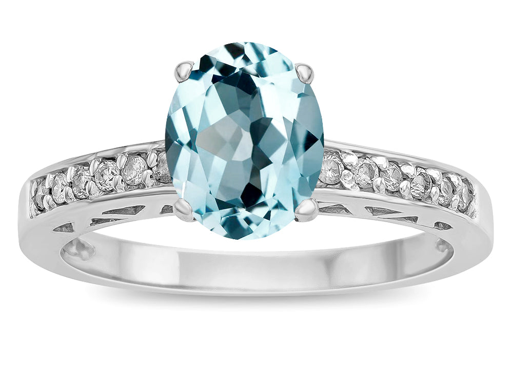Star K  Oval 8x6 Genuine Sky Blue Topaz Channel Set Engagement Promise Ring