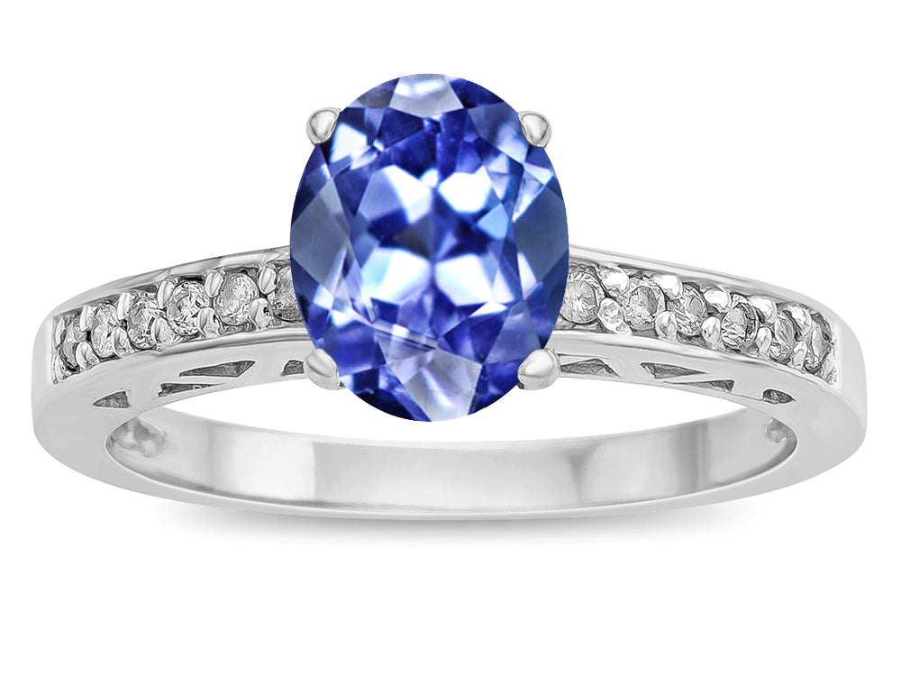 Star K  Oval 8x6 Genuine Tanzanite Channel Set Engagement Promise Ring
