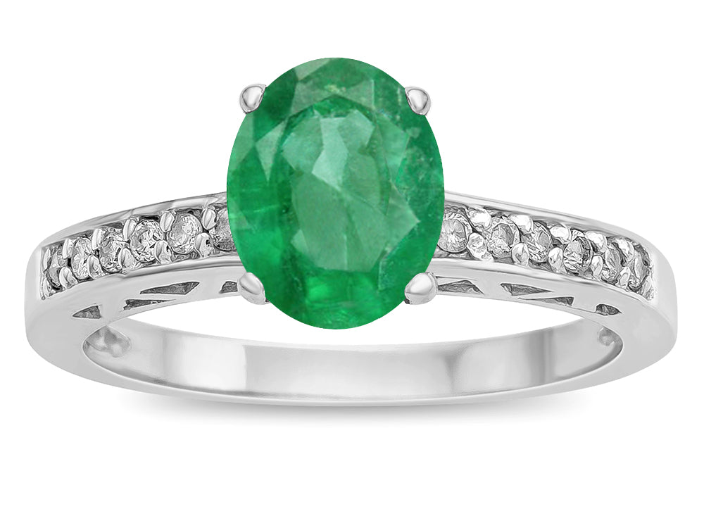Star K  Oval 8x6 Genuine Emerald Channel Set Engagement Promise Ring