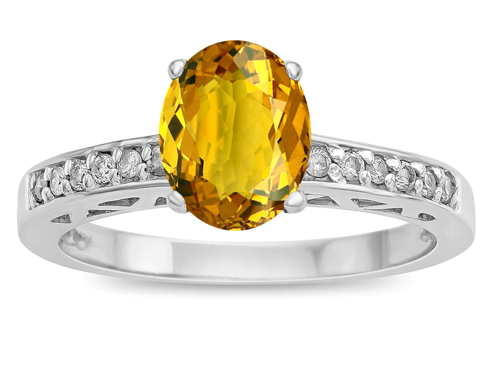 Star K  Oval 8x6 Genuine Citrine Channel Set Engagement Promise Ring