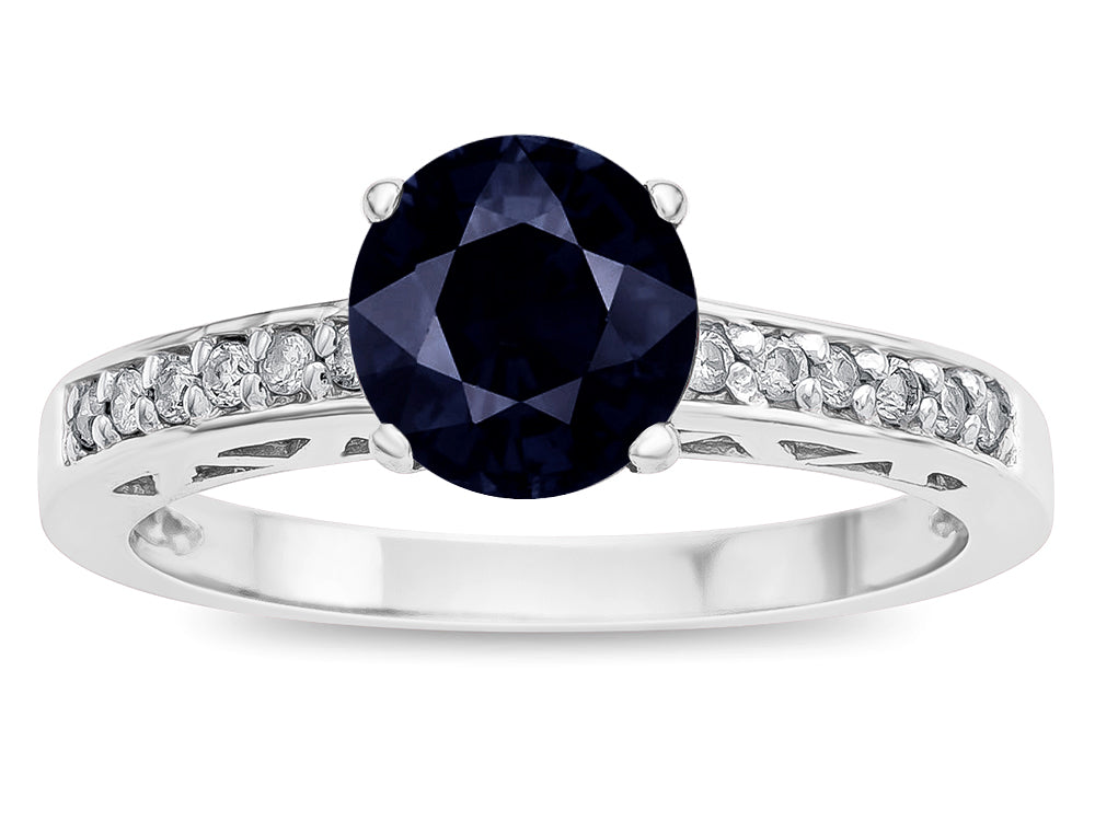 Star K  Round 7mm Genuine Black Sapphire Channel Set Engagement Promise Ring