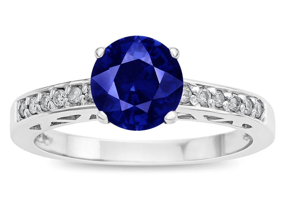 Star K  Round 7mm Created Sapphire Channel Set Engagement Promise Ring