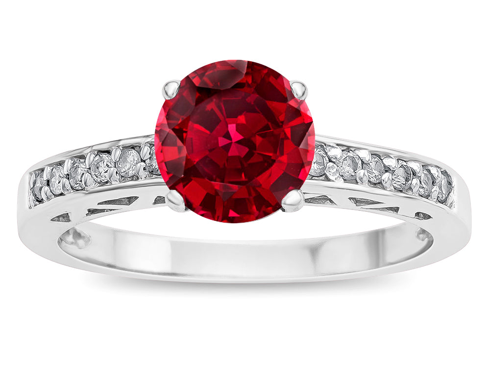 Star K  Round 7mm Created Ruby Channel Set Engagement Promise Ring