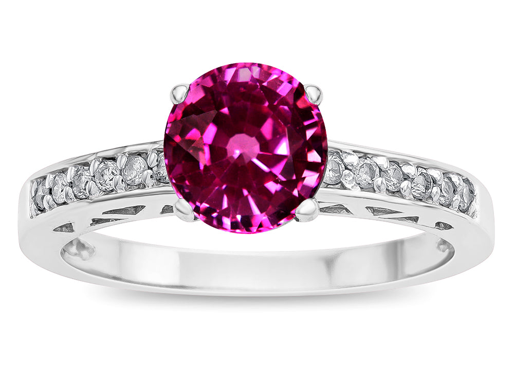 Star K  Round 7mm Simulated Pink Tourmaline Channel Set Engagement Promise Ring