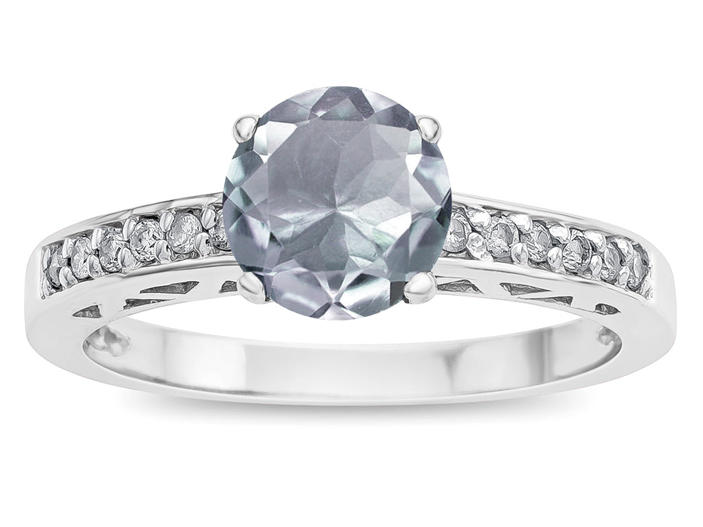 Star K  Round 7mm Genuine Aquamarine Channel Set Engagement Promise Ring