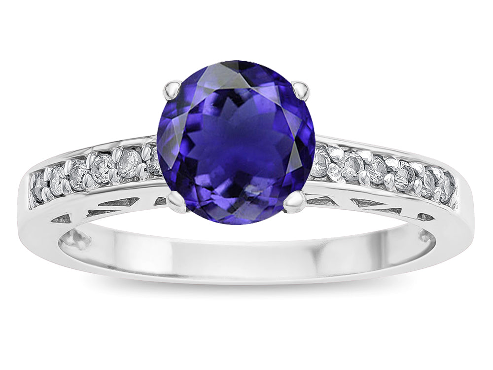 Star K  Round 7mm Genuine Iolite Channel Set Engagement Promise Ring