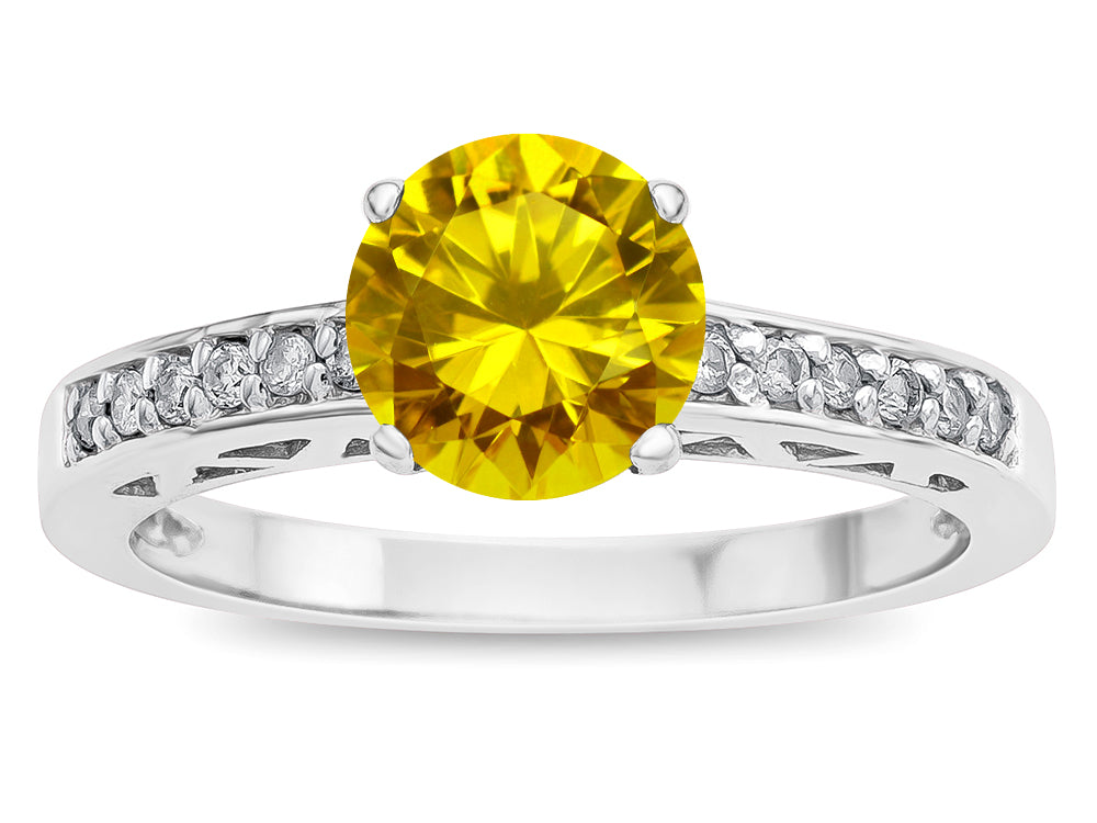 Star K  Round 7mm Genuine Citrine Channel Set Engagement Promise Ring
