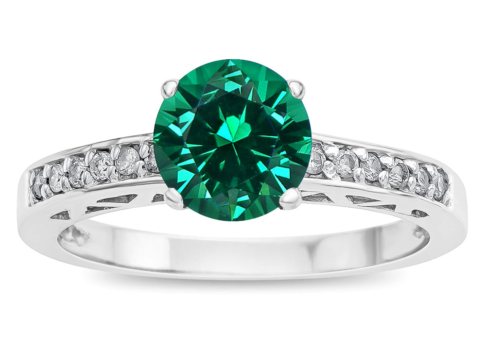 Star K  Round 7mm Simulated Emerald Channel Set Engagement Promise Ring