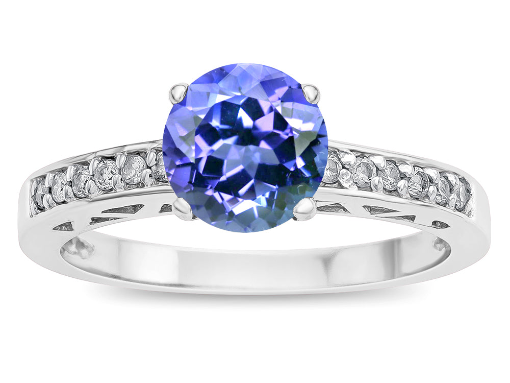 Star K  Round 7mm Simulated Tanzanite Channel Set Engagement Promise Ring