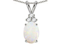 Star K Oval 8x6mm Genuine Opal Rabbit Ear Pendant Necklace
