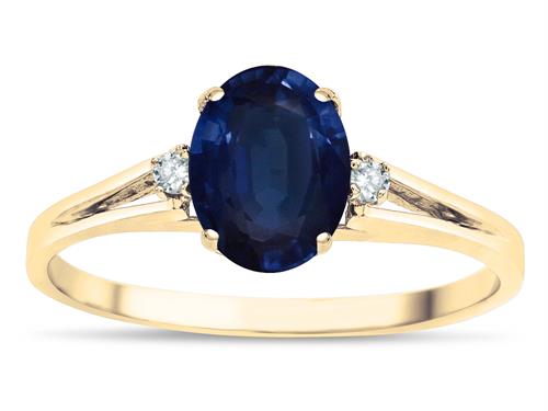 Star K  Oval 8x6 Genuine Sapphire Split Shank Three Stone Engagement Promise Ring