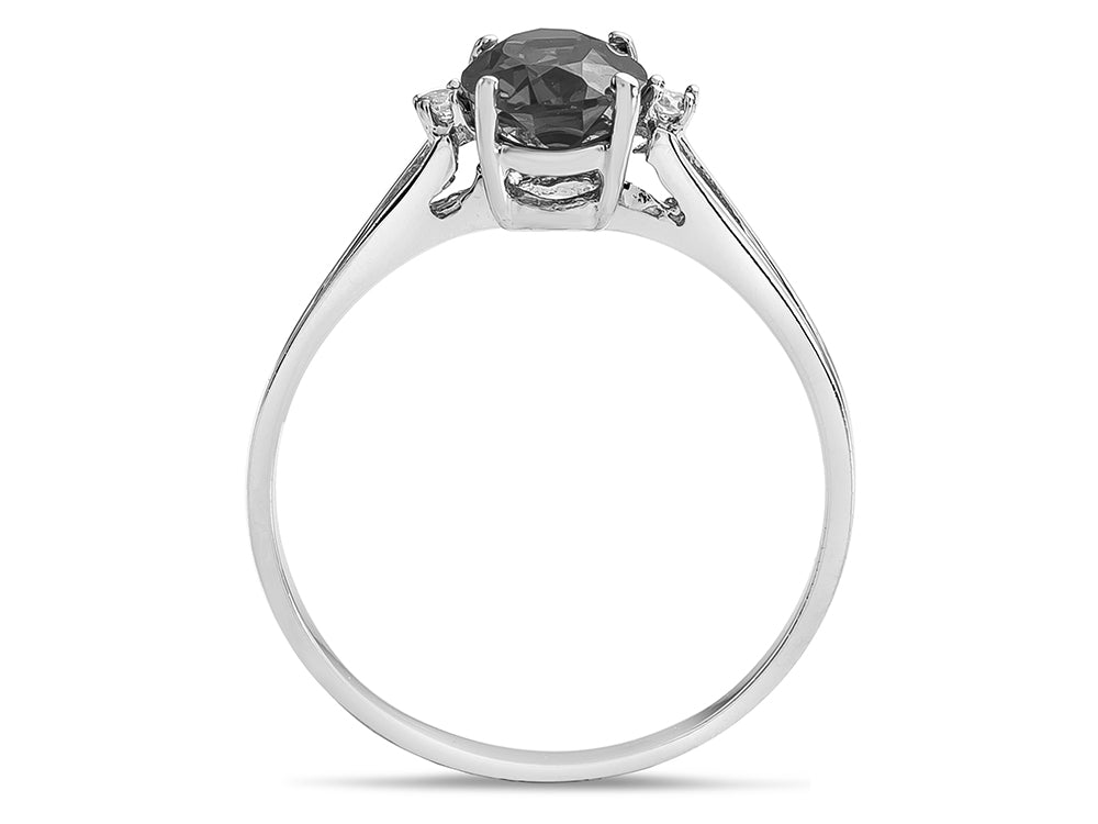 Star K  Oval 8x6 Genuine Garnet Split Shank Three Stone Engagement Promise Ring