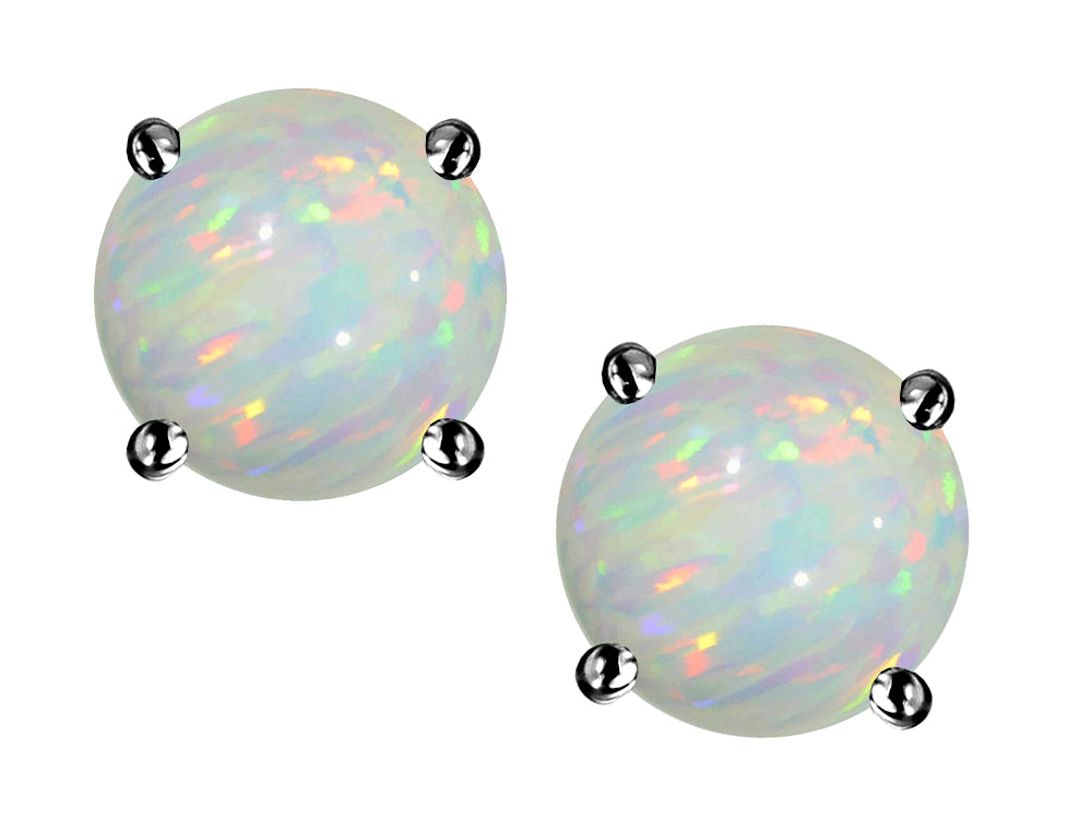 Star K 7mm Round Genuine Opal Classic Screw Back Stud Earrings