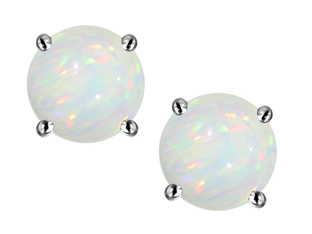 Star K Round 6mm Genuine Opal Classic Screw Back Stud Earrings