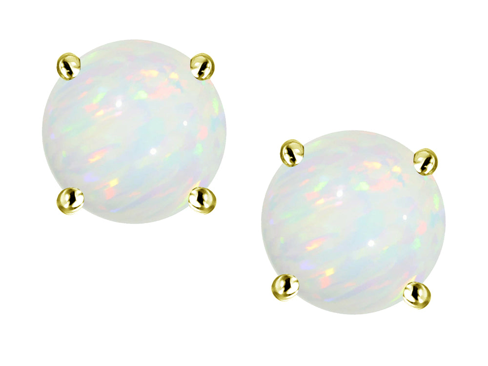 Star K Round 7mm Genuine Opal Classic Stud Earrings