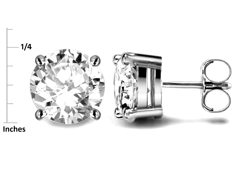 Star K Classic Round  6mm Genuine Opal Four Prong Stud Earrings