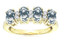 Star K Oval 5x3 Genuine Aquamarine 4 Four Stone Band Ring
