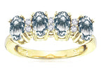 Star K Oval 5x3 Genuine Aquamarine 4 Four Stone Band Ring