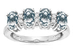 Star K Oval 5x3 Genuine Aquamarine 4 Four Stone Band Ring